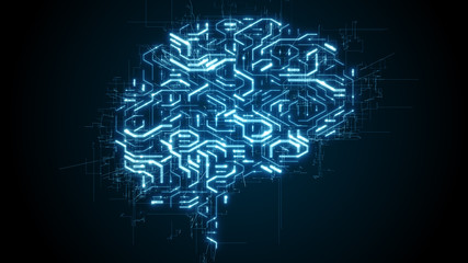 Wall Mural - brain circuit board of ai artificial intelligence computing data machine - conceptual 3d render grap