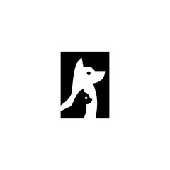 Sticker - dog cat pet logo vector icon illustration negative space style