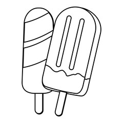 Sticker - delicious ice lolly icon cartoon  in black and white