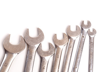 set of wrench tools isolated on white background .