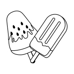 Canvas Print - delicious ice lolly icon cartoon  in black and white