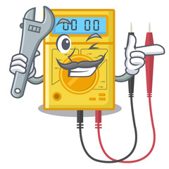 Sticker - Mechanic digital multimeter sticks to the cartoon wall