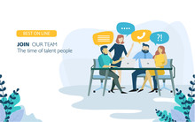 Business People Meeting For Success. Flat Design Concept
