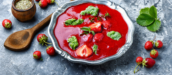Wall Mural - Summer strawberry soup