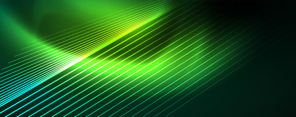 Vector neon light lines concept, abstract background