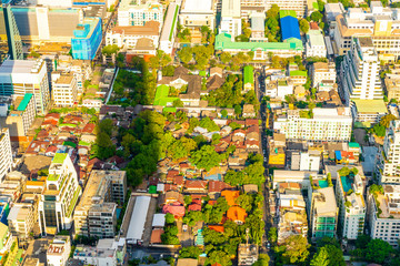 Wall Mural - Beautiful cityscape with architecture and building in Bangkok Thailand