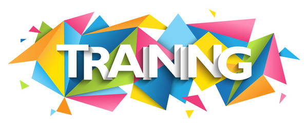 TRAINING vector typography banner with colorful triangles background