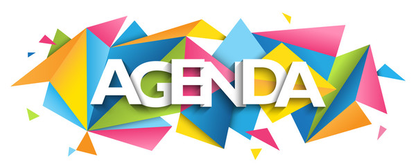 Wall Mural - AGENDA vector typography banner with colorful triangles background