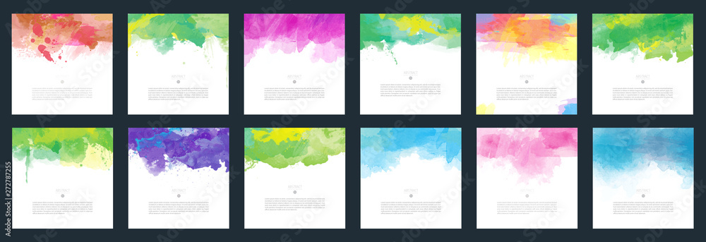 Big set of bright vector colorful watercolor background for poster, brochure or flyer - obrazy, fototapety, plakaty 