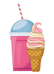 Poster - Delicious milkshake and ice cream cone