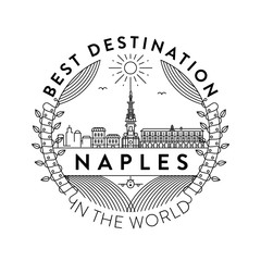 Wall Mural - Vector Naples City Badge, Linear Style