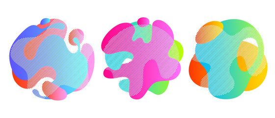 Wall Mural - Colorful liquid shapes set. Abstract fluid blobs.