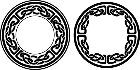 Wall Mural - Round Celtic Style Frame, Isolated Vector