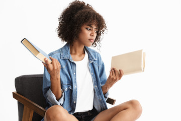 Wall Mural - Attractive young african woman wearing denim