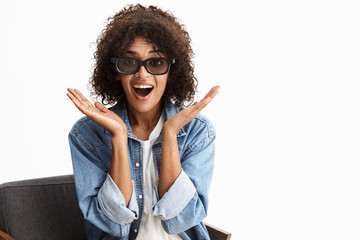 Sticker - Attractive young african woman wearing denim