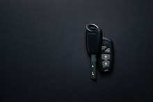 Car Keys With Remote From Car Alarm On Isolated Black Background