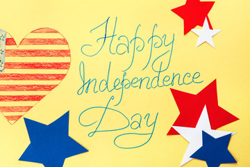 Wall Mural - Text HAPPY INDEPENDENCE DAY on color background