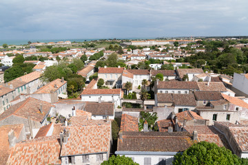 Wall Mural - Aerial view of french village Saint-Martin-de-Re