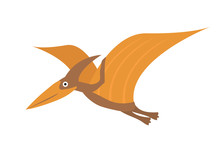 Pterosaur Flat Style Icon. Isolated On White Background. Vector Illustration
