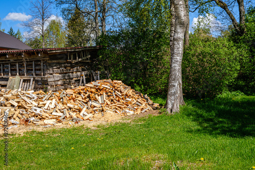 Pile Of Fireplace Log Wood In Open Air Buy This Stock Photo And