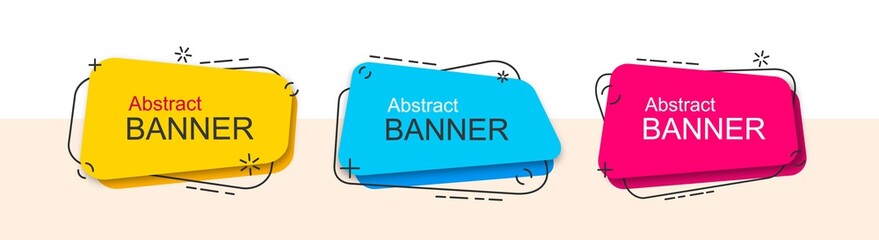 Wall Mural - set of abstract rectangular banners with rounded corners, with black outline around it and with fall