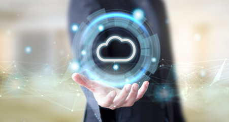 businessman with digital technology cloud concept