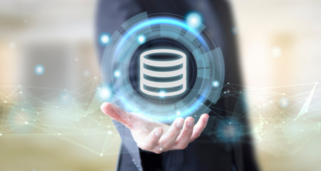 businessman with digital technology storage concept