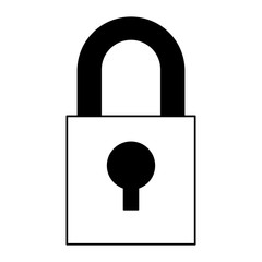 Canvas Print - Security padlock symbol isolated cartoon in black and white