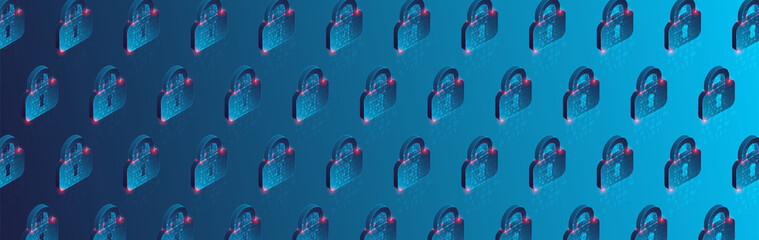Isometric padlock simple pattern.