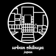 Circle Icon Line Urban Shibuya. Vector Illustration