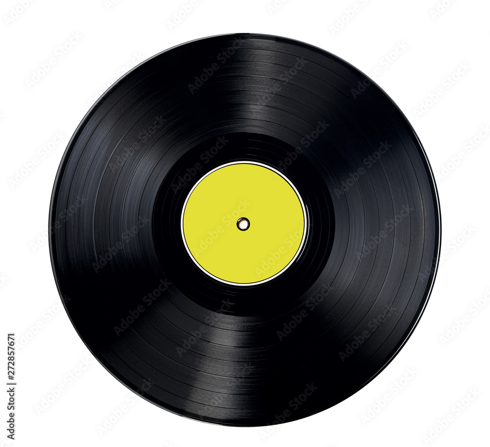 vinyl disc with yellow central label Stock Photo | Adobe Stock
