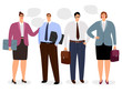 © ssstocker - Businesspeople with conversation bubbles vector icons set on white background