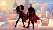 Superhero Couple Black City Day