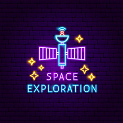 Wall Mural - Space Exploration Neon Label