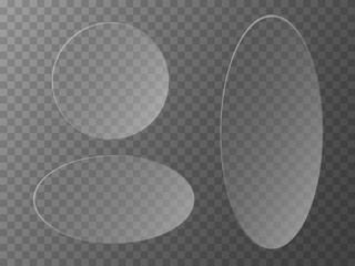 Wall Mural - set of glass plates circle shaped. round mirror. clear, transparency banners. stock vector illustrat