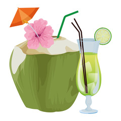 Sticker - Tropical fruit cocktail icon cartoon