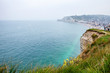 View of Etretat from the cliffs, Atlantic coast in France