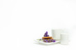 A cup of Morning coffee with sweetties and lavander decoration