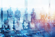 © alphaspirit - Group of business partner looking for the future with network digital effect