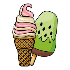 Sticker - ice cream cone and ice lolly