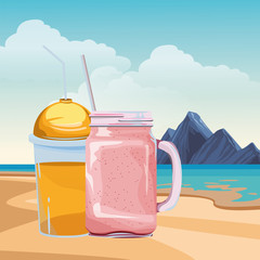 Sticker - fruit tropical smoothie drink cartoon