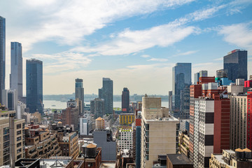 Fototapete - Aerial view of Manhattan skyscrapers, New York city, sunny spring day