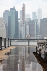 Fototapete - Manhattan skyscrapers, New York city skyline, cloudy spring day