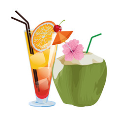 Sticker - Tropical fruit cocktail icon cartoon