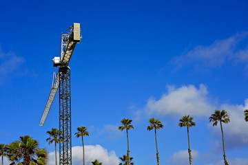 Crane construction work and blue sky