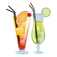 Poster - Tropical fruit cocktail icon cartoon