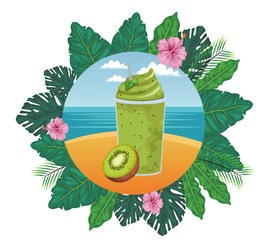 Poster - tropical fruit and smoothie drink