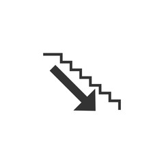 Poster - stairs down symbol. Stairs icon upward, downward, isolated vector illustration