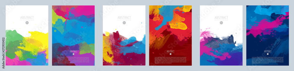 Bright colorful vector paint splash background template set for brochure, poster or flyer - obrazy, fototapety, plakaty 