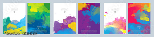 Fotomural Bright colorful vector paint splash background template set for brochure, poster